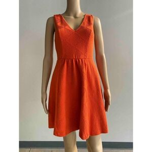 MAEVE Anthropologie Orange Textured Geometric Fit & Flare Cutout Dress Size 8